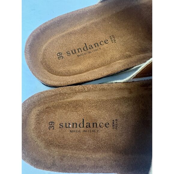 Sundance Lavender Linen Suede Cork Sandals Shoes Slides Slop On Size 39/ 8.5 - Picture 4 of 5